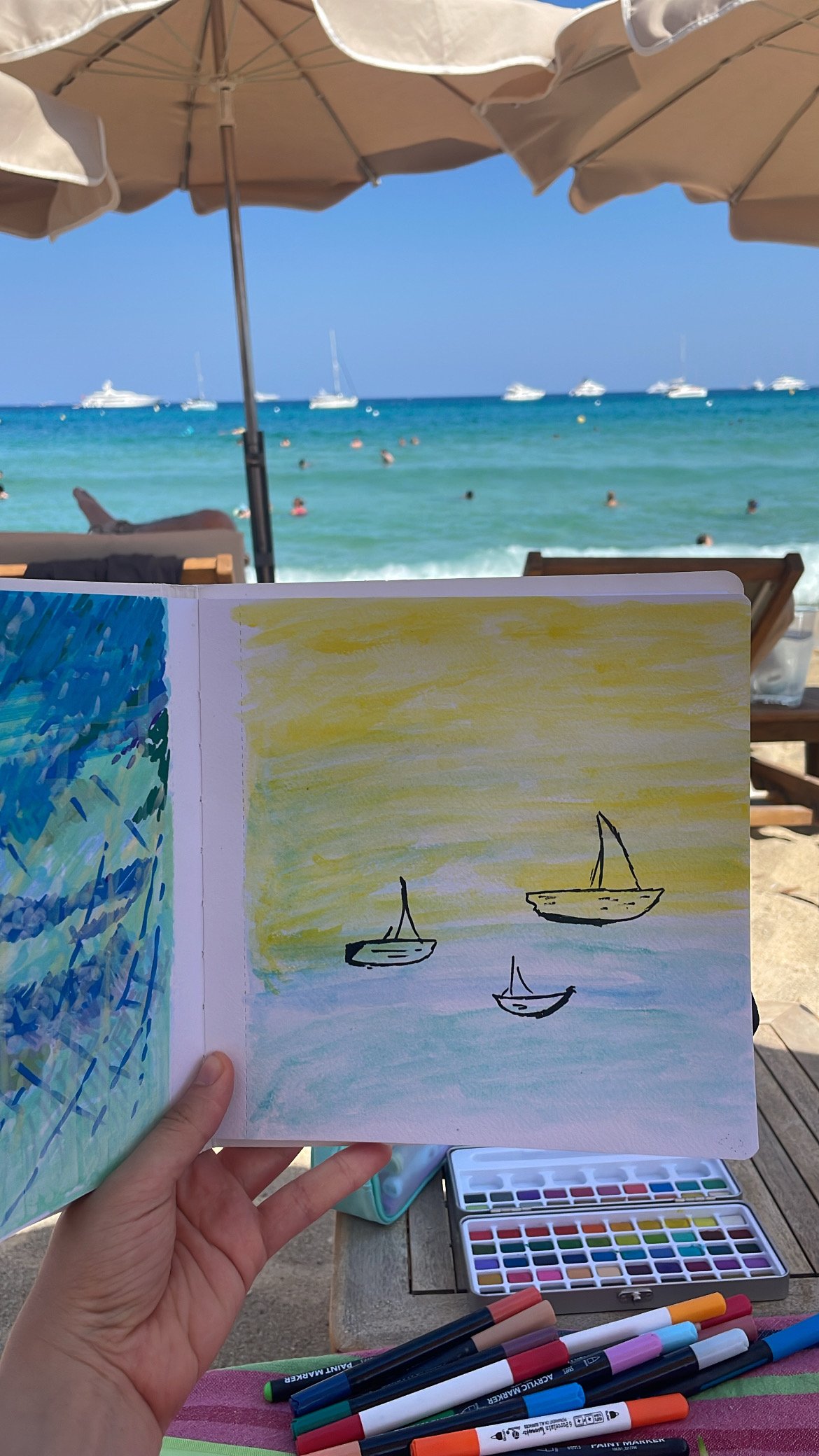 Carnet d’aquarelle de Sophie face à la mer
